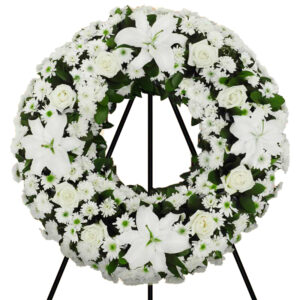 Corona Circular Rosas Blancas y otras X 102